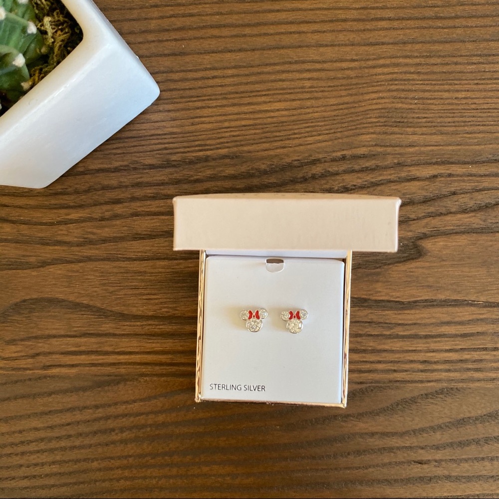 Disney Minnie Mouse Sterling Silver CZ Earrings